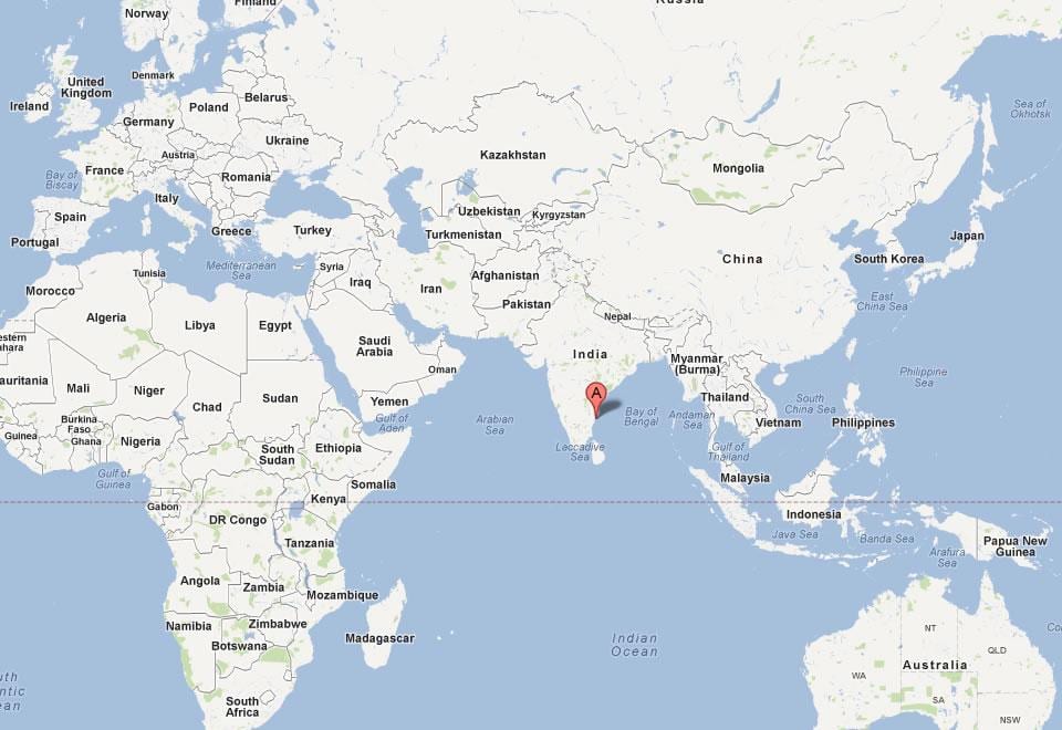 チェンナイは世界地図