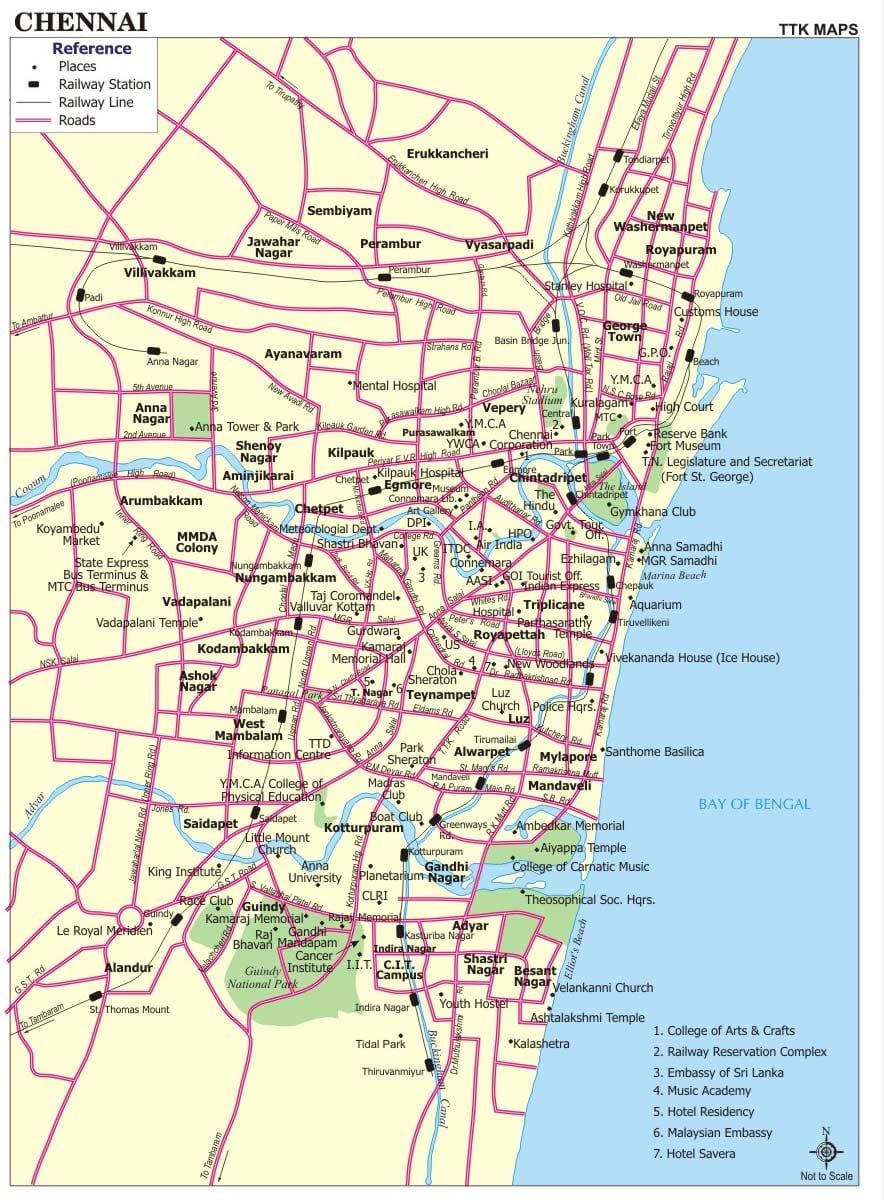 道路地図のチェンナイ